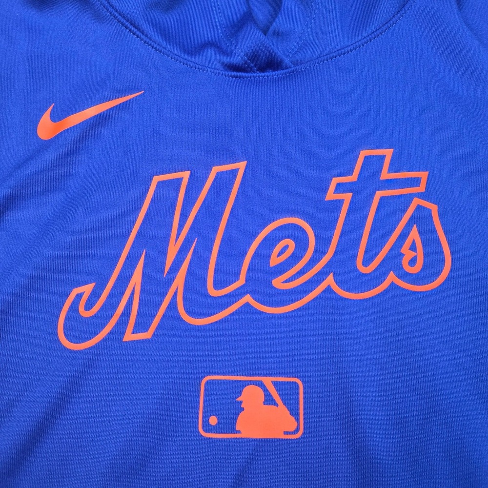 Nike New York Mets MLB Authentic Collection Sleeveless‎ Hoodie Mens Small Blue